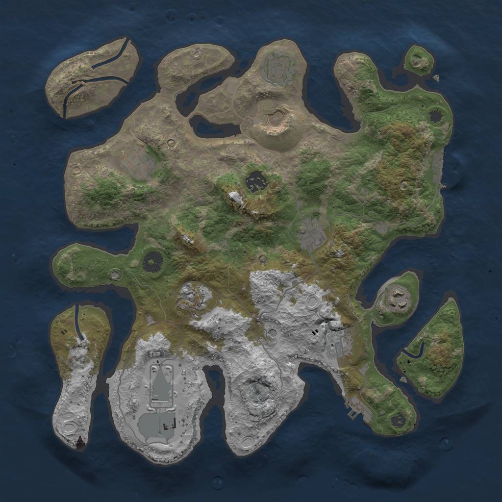 Rust Map: Procedural Map, Size: 3600, Seed: 40609, 17 Monuments