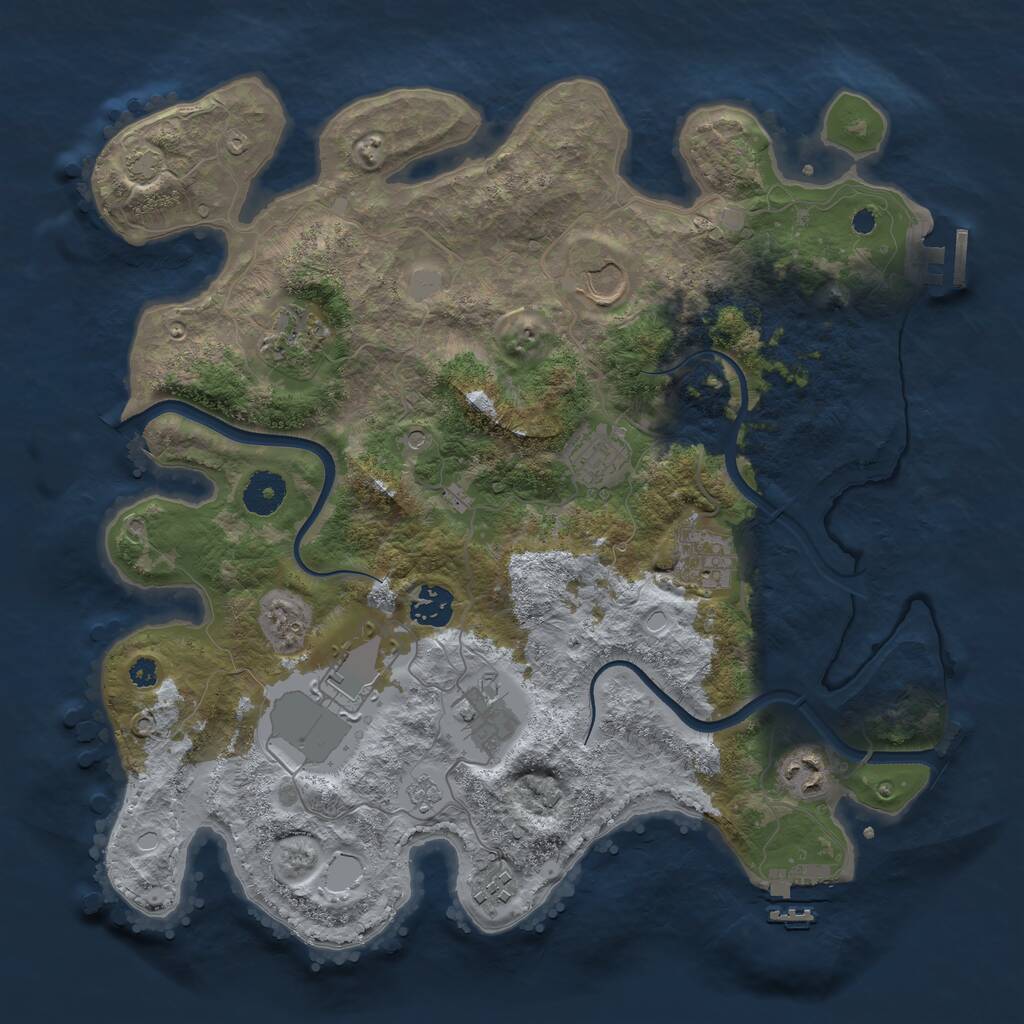 Rust Map: Procedural Map, Size: 3600, Seed: 40609, 15 Monuments
