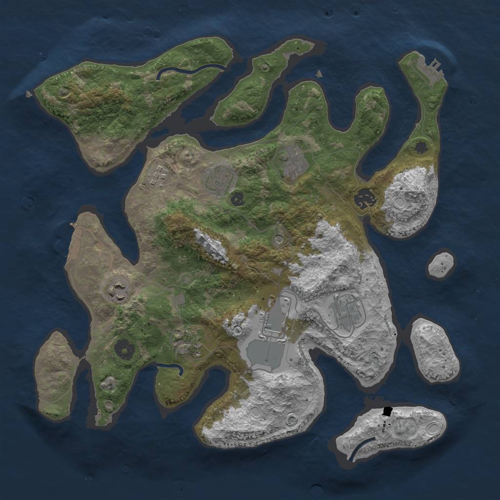 Rust Map: Procedural Map, Size: 3650, Seed: 10609, 16 Monuments