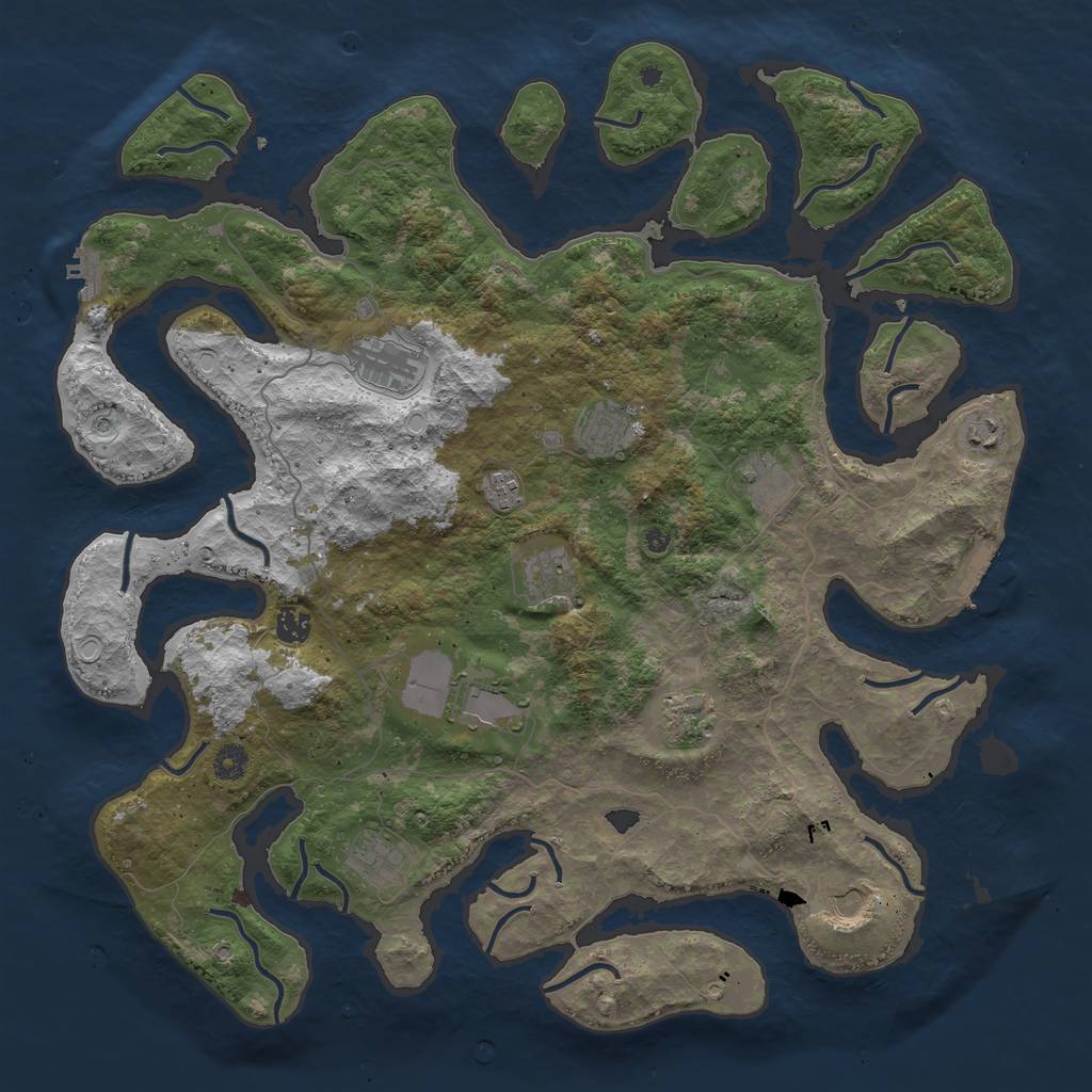 Rust Map: Procedural Map, Size: 4500, Seed: 325115, 19 Monuments