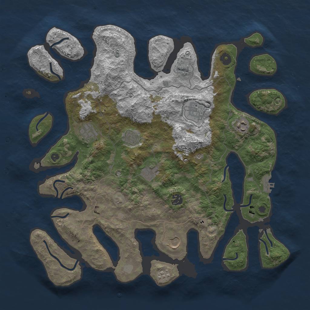 Rust Map: Procedural Map, Size: 4000, Seed: 751485, 15 Monuments