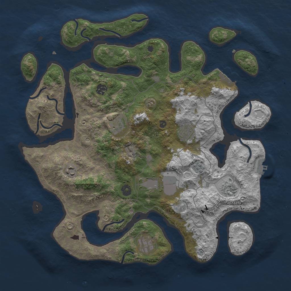 Rust Map: Procedural Map, Size: 4000, Seed: 237161, 16 Monuments