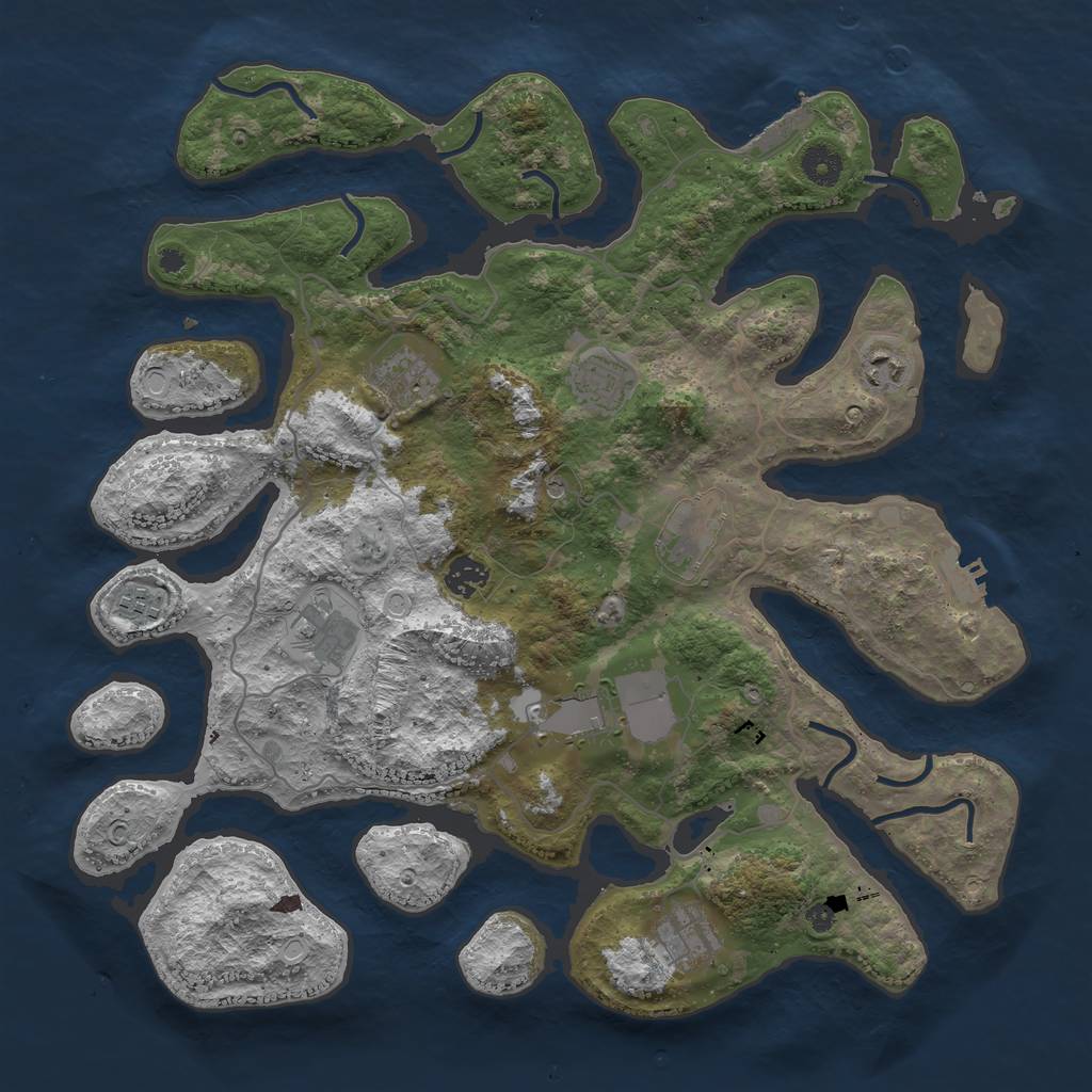 Rust Map: Procedural Map, Size: 4000, Seed: 466851, 17 Monuments