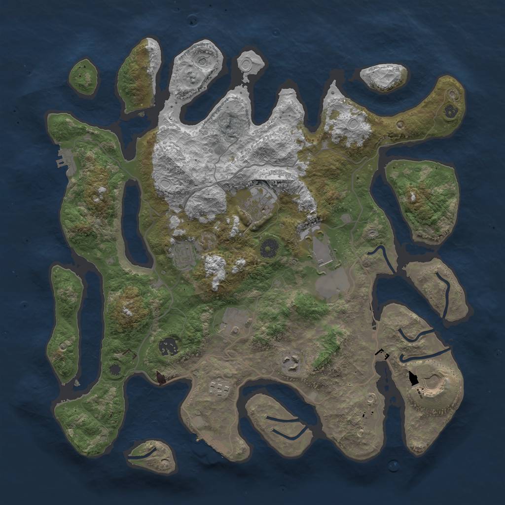 Rust Map: Procedural Map, Size: 4000, Seed: 890605, 16 Monuments