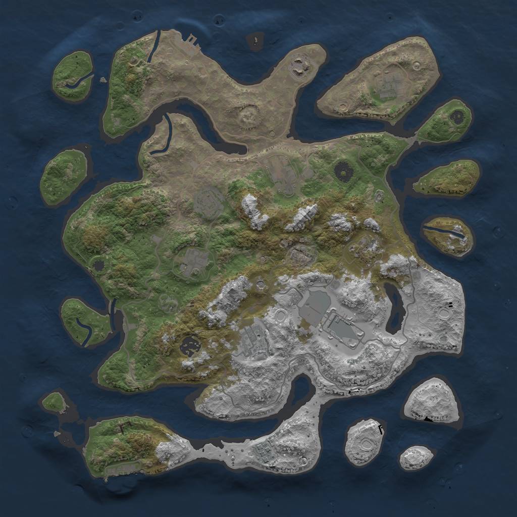 Rust Map: Procedural Map, Size: 4000, Seed: 243157, 18 Monuments