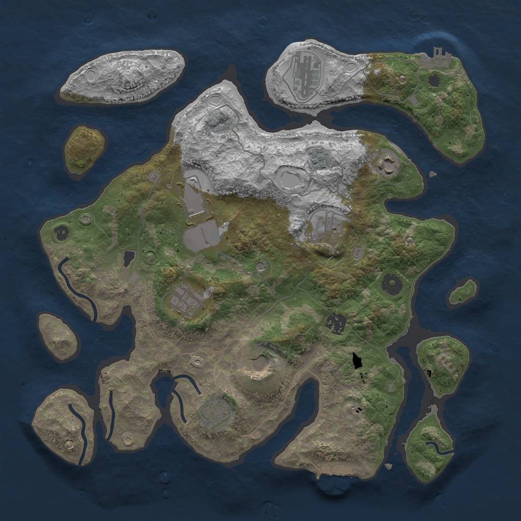 Rust Map: Procedural Map, Size: 3750, Seed: 890166, 17 Monuments