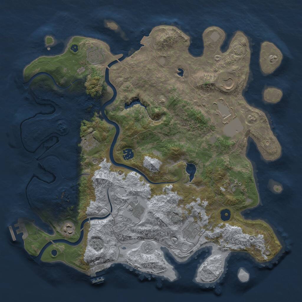 Rust Map: Procedural Map, Size: 4000, Seed: 836227, 16 Monuments