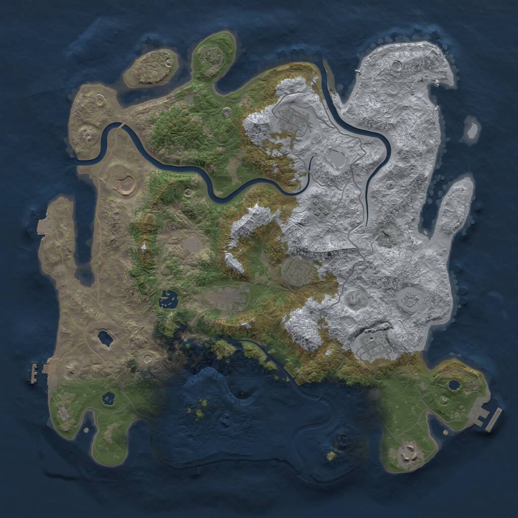 Rust Map: Procedural Map, Size: 4000, Seed: 217018, 14 Monuments