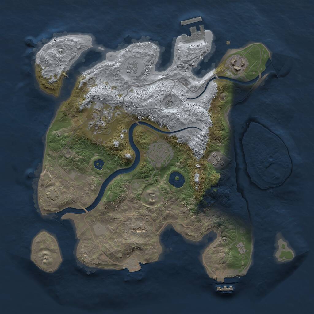 Rust Map: Procedural Map, Size: 3000, Seed: 1215624946, 10 Monuments