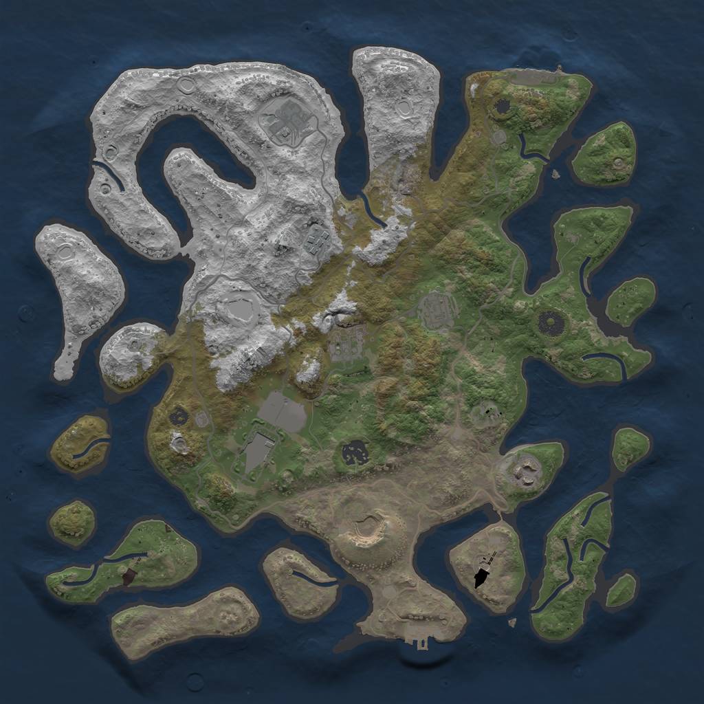 Rust Map: Procedural Map, Size: 4000, Seed: 428625, 16 Monuments