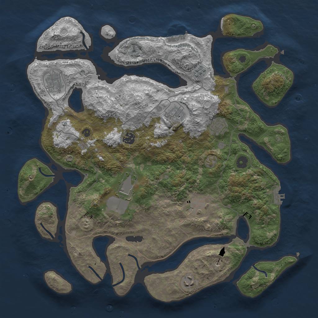 Rust Map: Procedural Map, Size: 4000, Seed: 319365, 16 Monuments