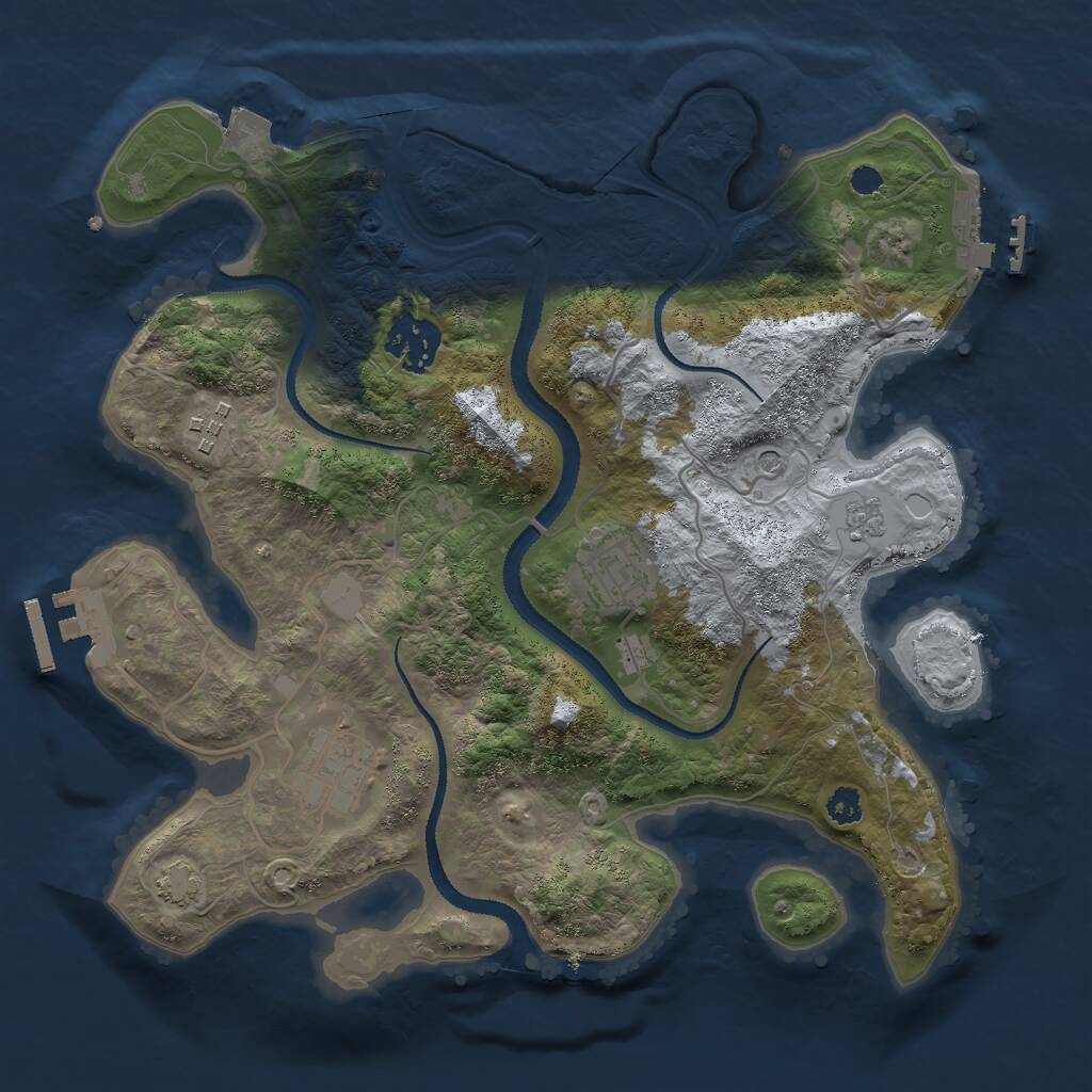 Rust Map: Procedural Map, Size: 3000, Seed: 435845, 10 Monuments