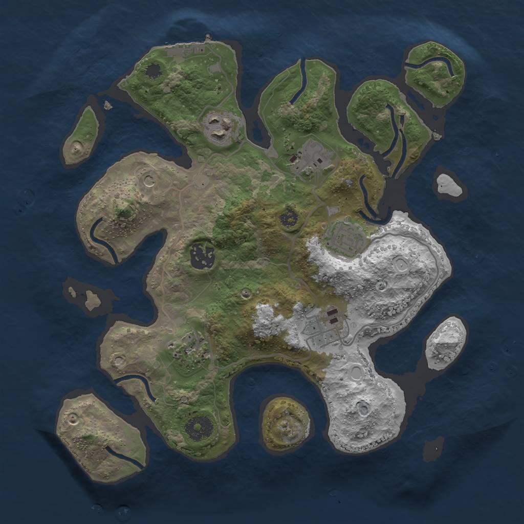 Rust Map: Procedural Map, Size: 3000, Seed: 635820, 13 Monuments