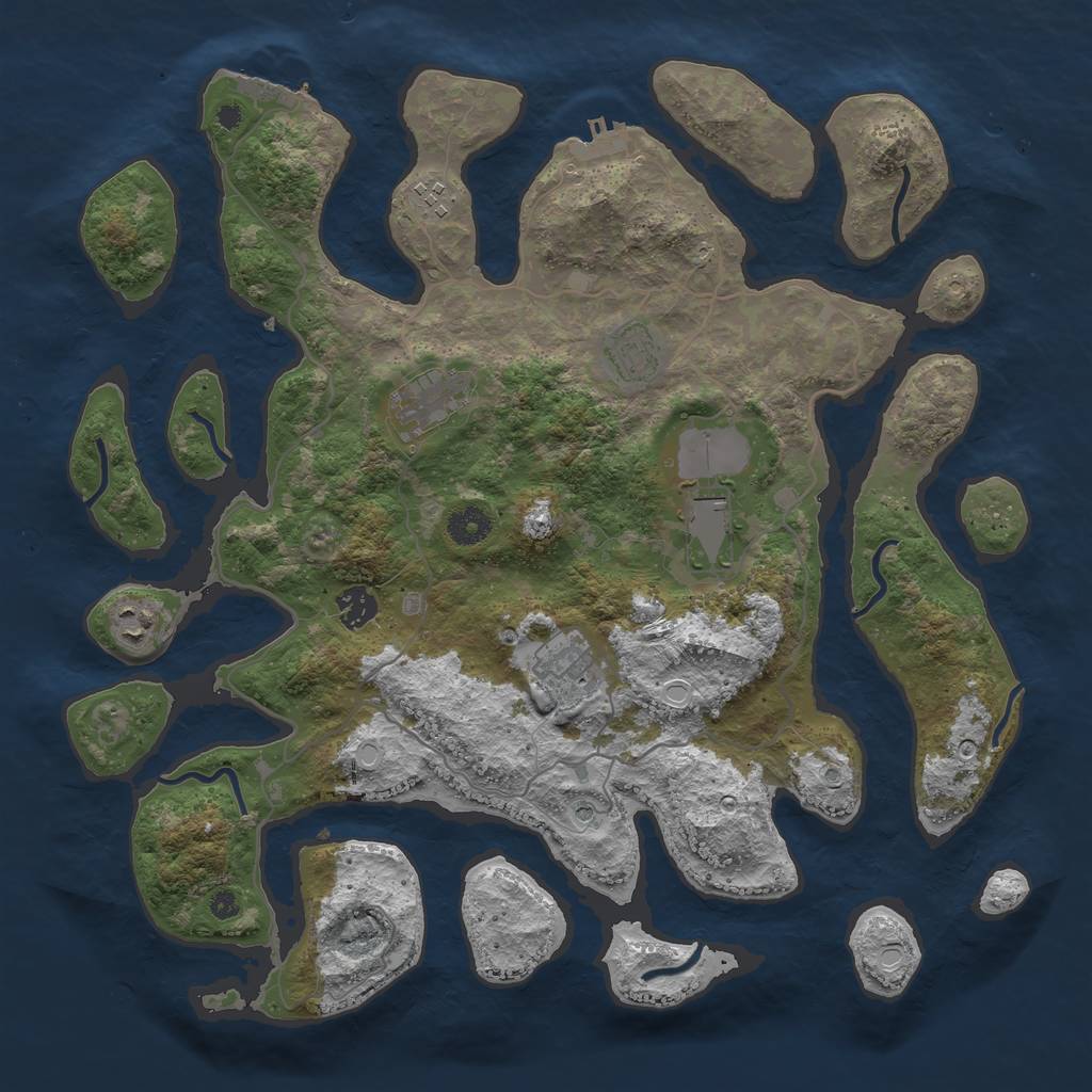Rust Map: Procedural Map, Size: 4000, Seed: 427347, 15 Monuments