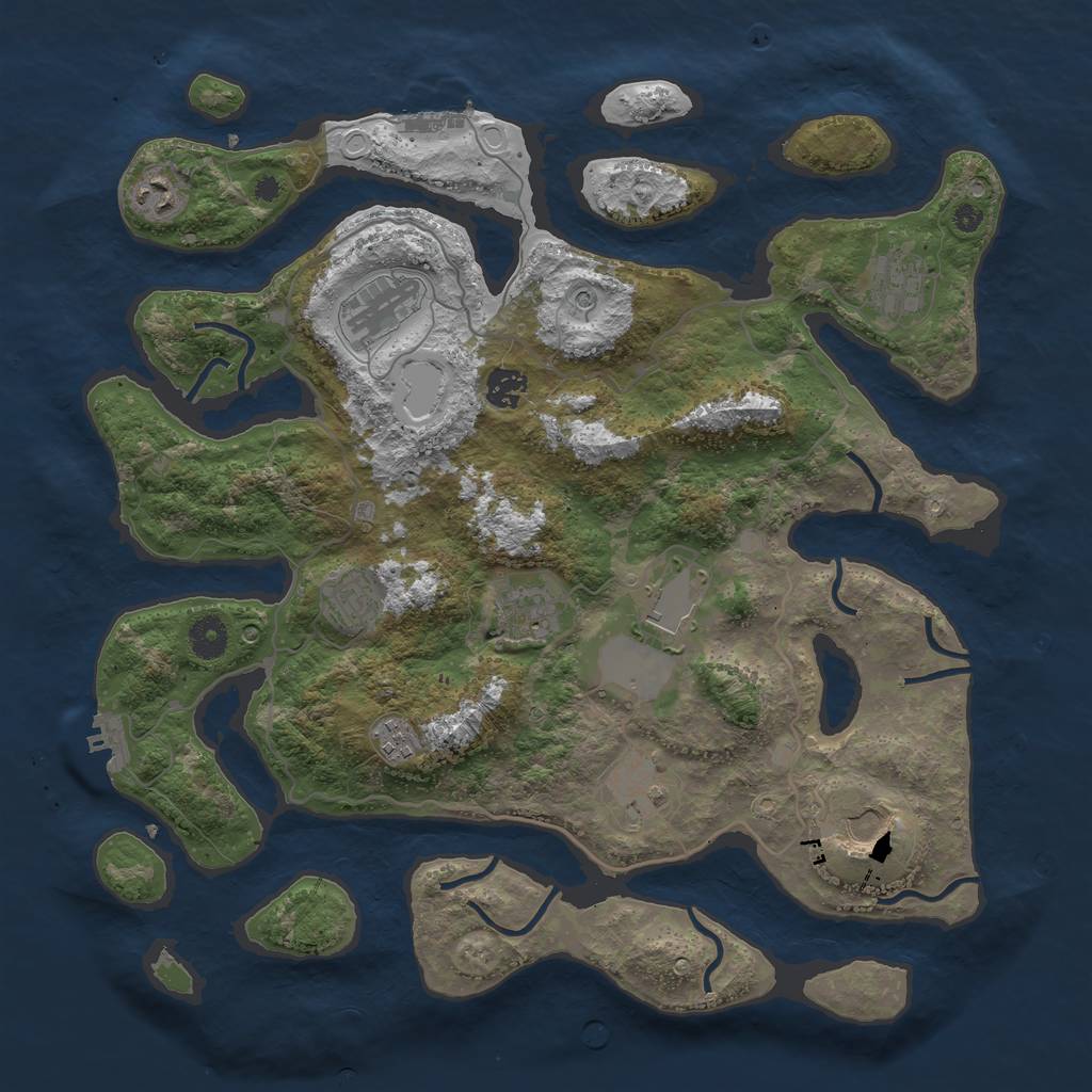 Rust Map: Procedural Map, Size: 4000, Seed: 775936, 18 Monuments