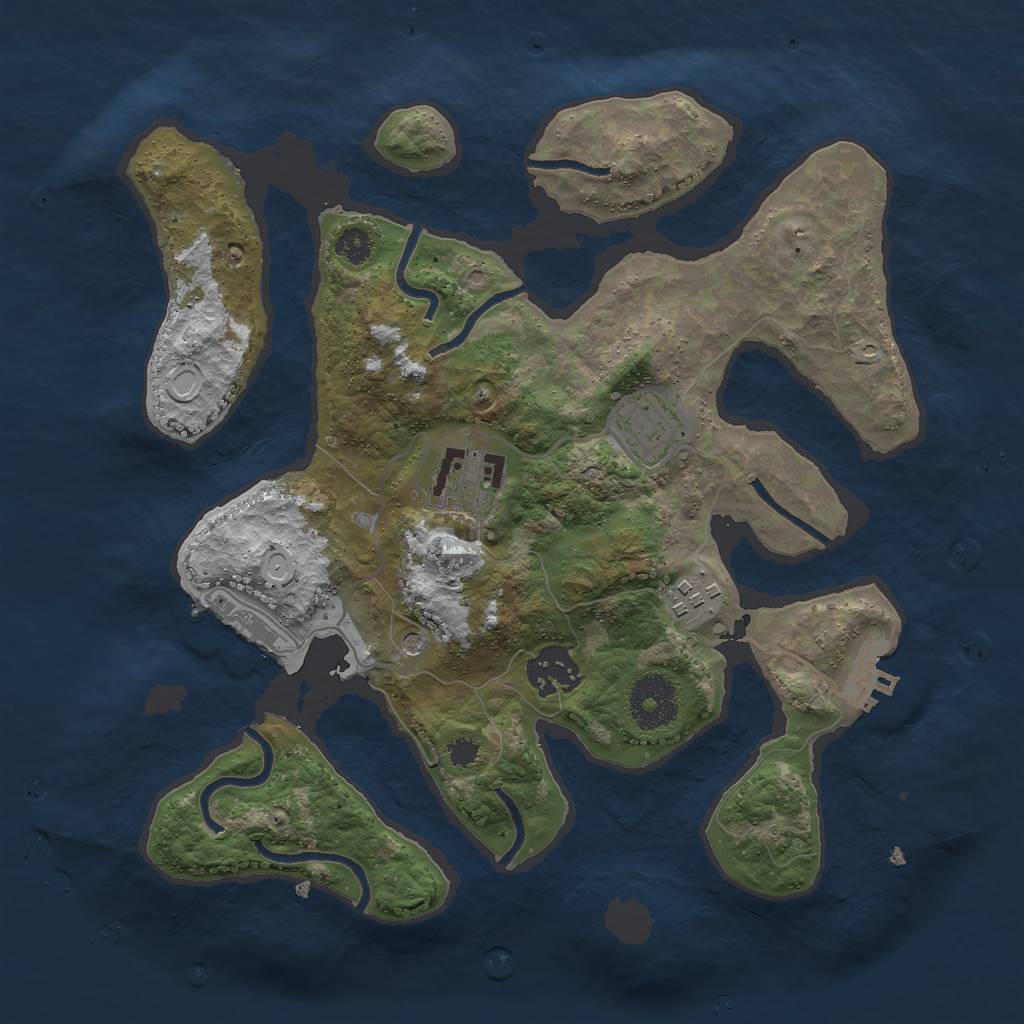 Rust Map: Procedural Map, Size: 3000, Seed: 389992, 12 Monuments