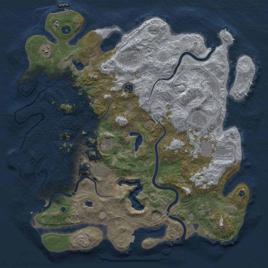 Rust Map: Procedural Map, Size: 4500, Seed: 1068753945, 15 Monuments