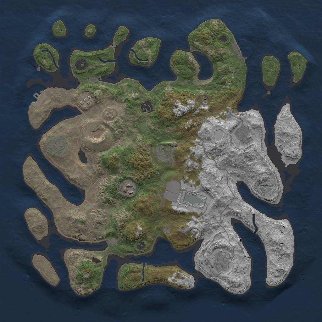 Rust Map: Procedural Map, Size: 4000, Seed: 752907, 18 Monuments