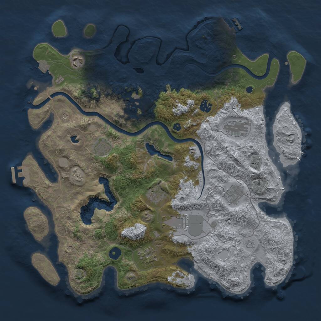 Rust Map: Procedural Map, Size: 4000, Seed: 752907, 16 Monuments