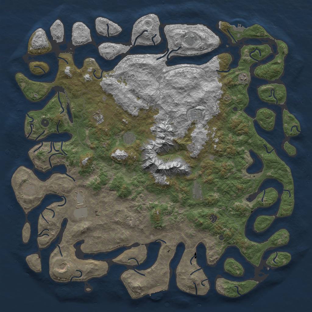 Rust Map: Procedural Map, Size: 6000, Seed: 45353, 19 Monuments