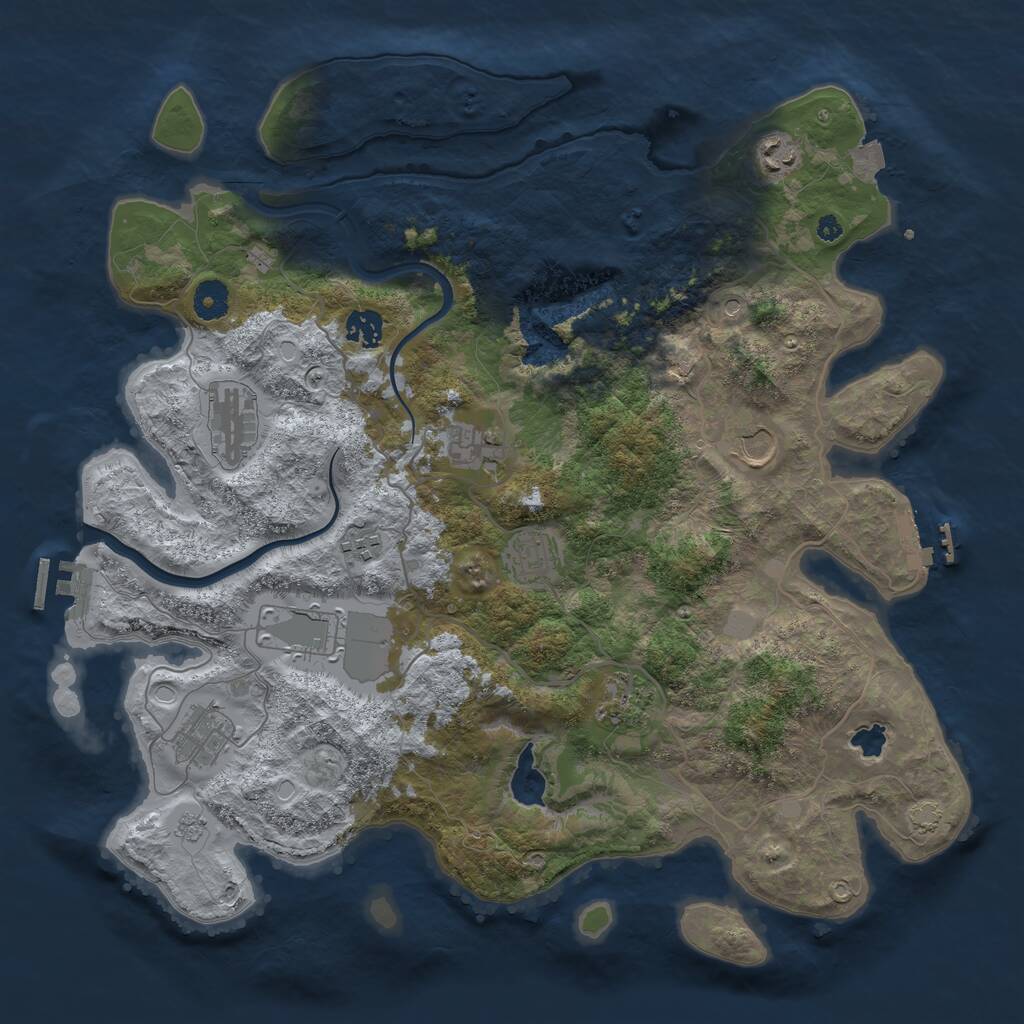 Rust Map: Procedural Map, Size: 4000, Seed: 516850, 16 Monuments