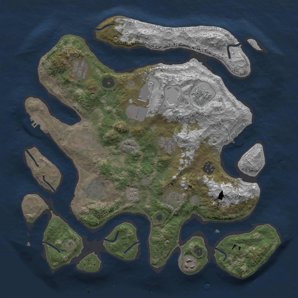 Rust Map: Procedural Map, Size: 3750, Seed: 937120103, 18 Monuments
