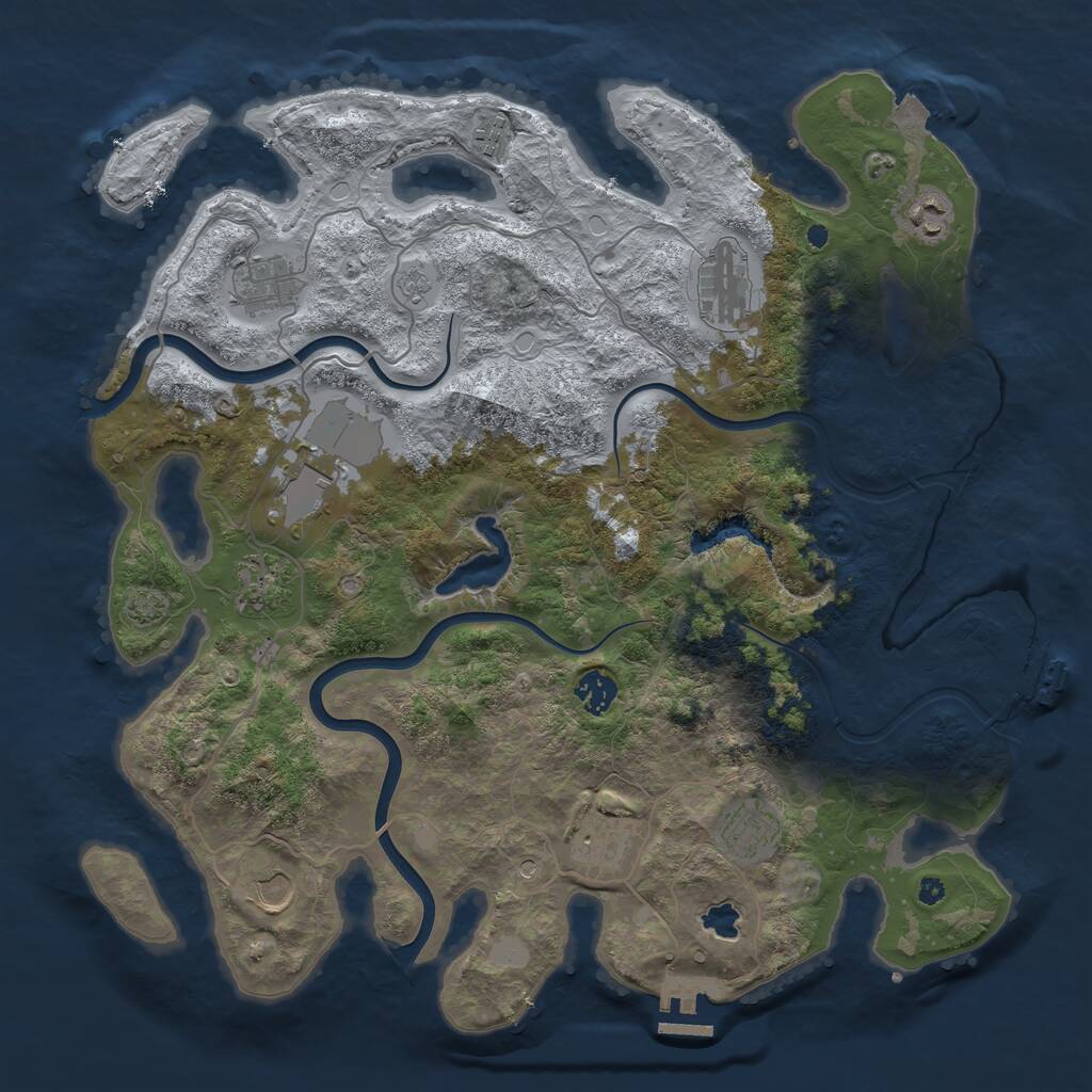Rust Map: Procedural Map, Size: 4000, Seed: 613116, 16 Monuments
