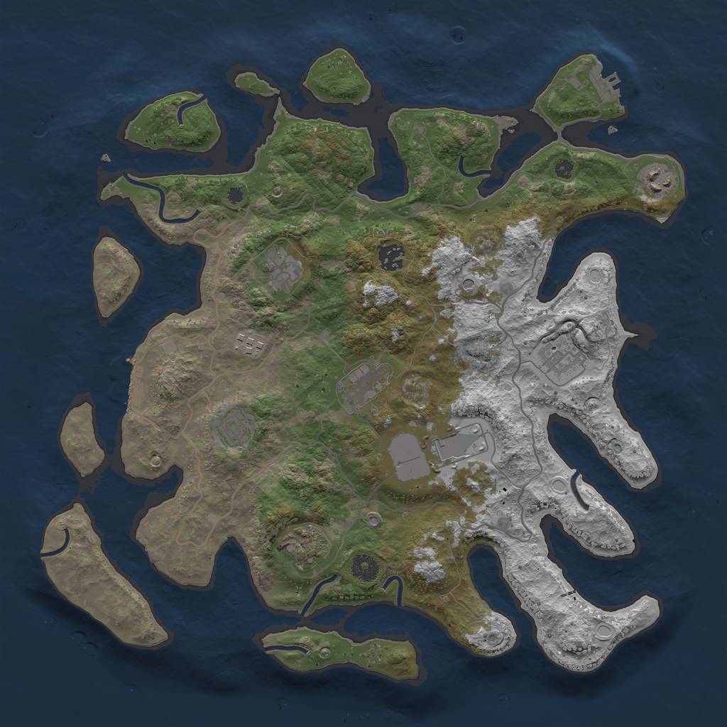 Rust Map: Procedural Map, Size: 4000, Seed: 866239, 17 Monuments