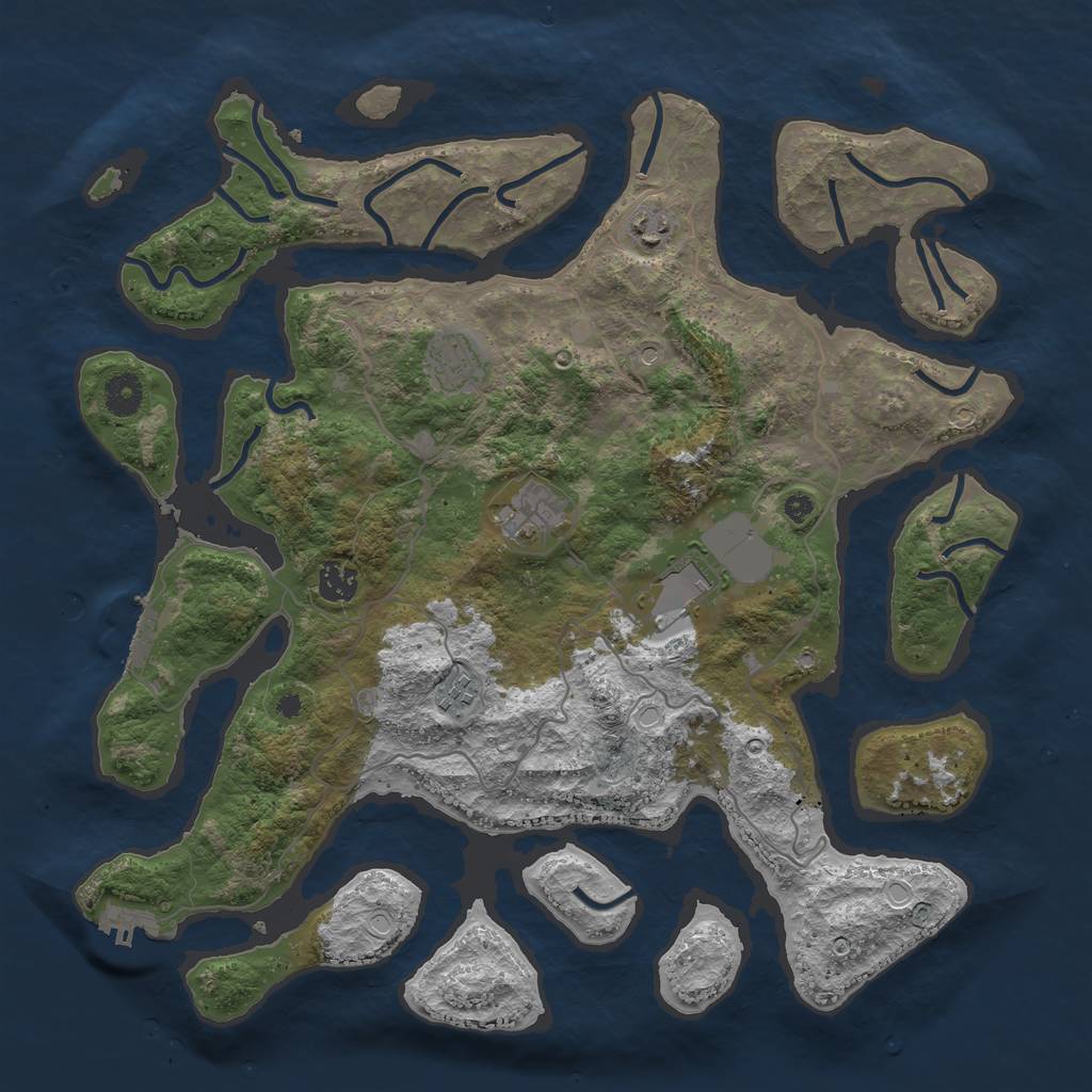 Rust Map: Procedural Map, Size: 4000, Seed: 763255, 14 Monuments