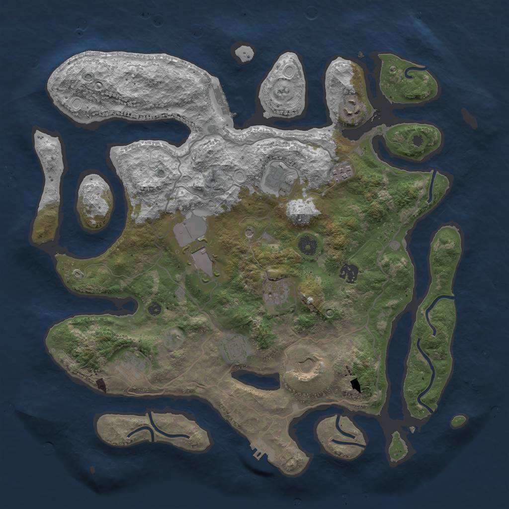 Rust Map: Procedural Map, Size: 4000, Seed: 797449, 17 Monuments