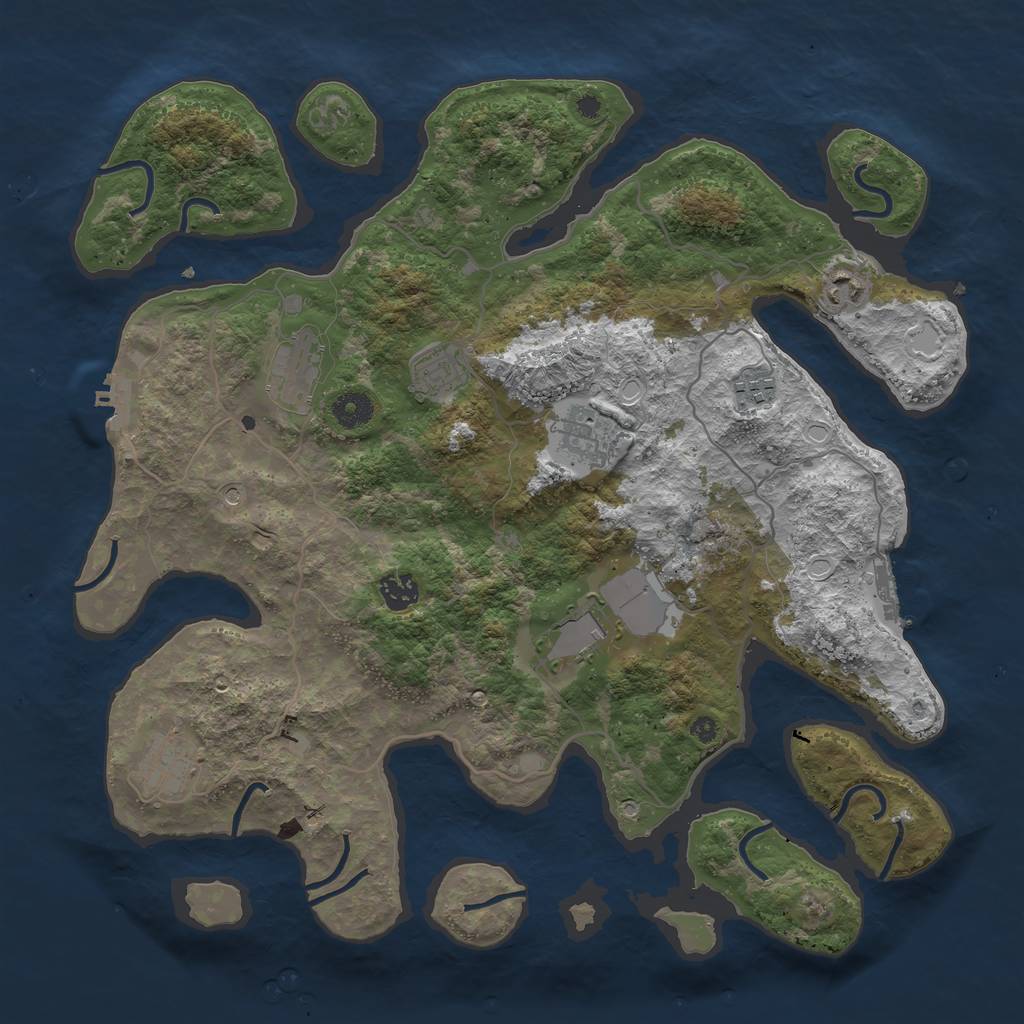 Rust Map: Procedural Map, Size: 4000, Seed: 380927, 16 Monuments