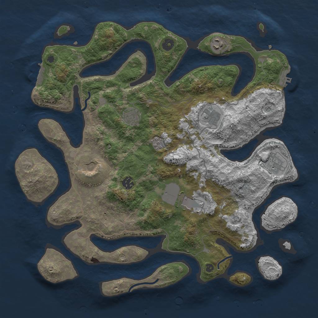 Rust Map: Procedural Map, Size: 4000, Seed: 792273, 16 Monuments