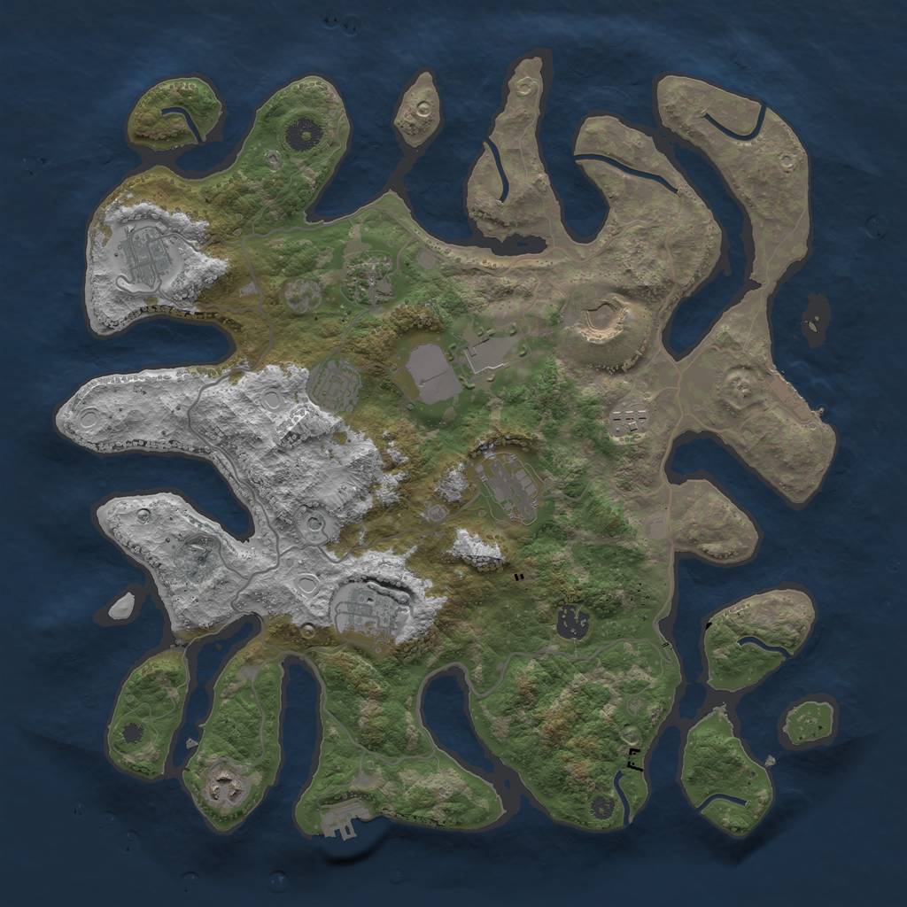 Rust Map: Procedural Map, Size: 4000, Seed: 649574, 18 Monuments