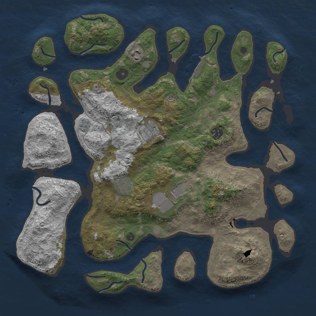 Rust Map: Procedural Map, Size: 4000, Seed: 921763, 13 Monuments