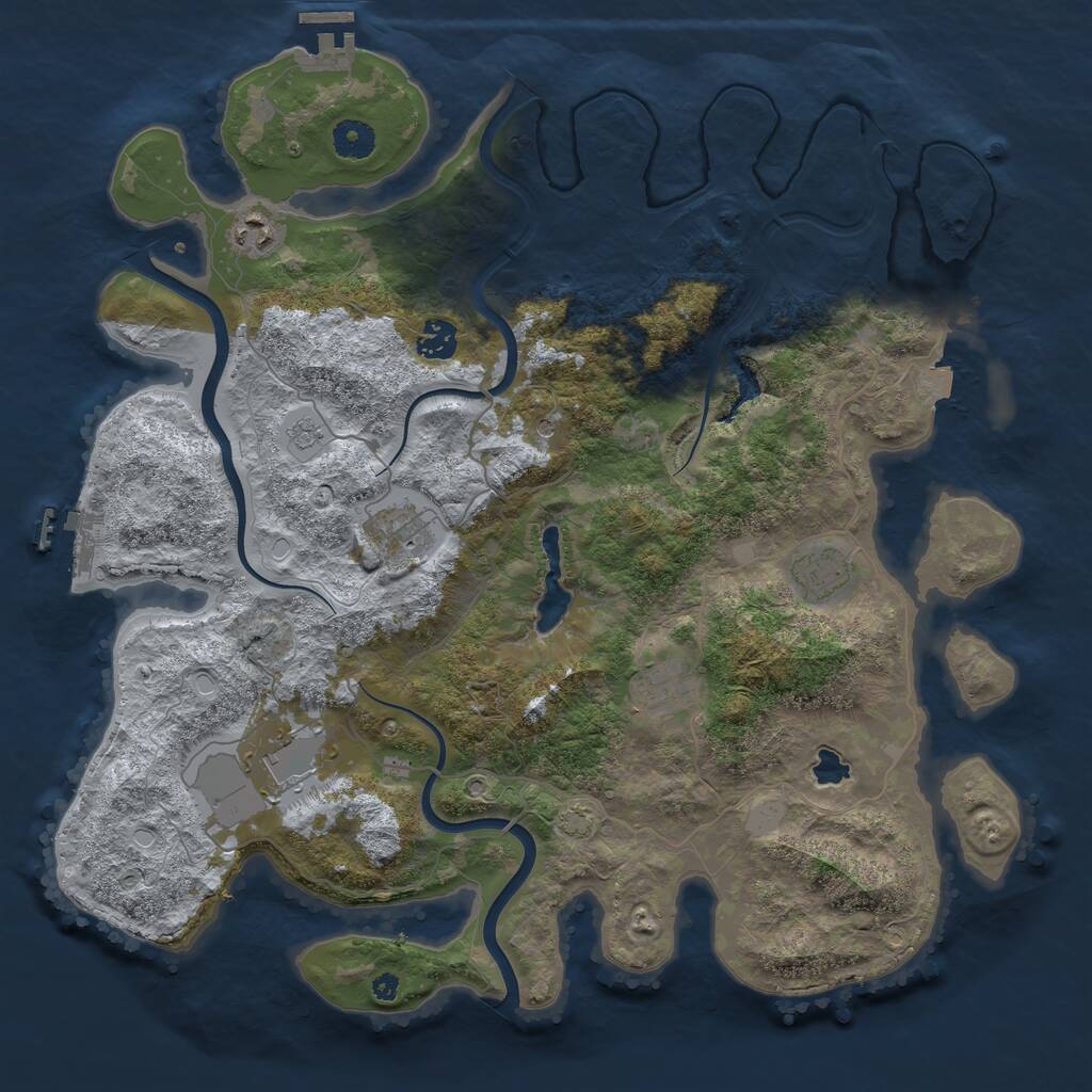 Rust Map: Procedural Map, Size: 4000, Seed: 921763, 12 Monuments