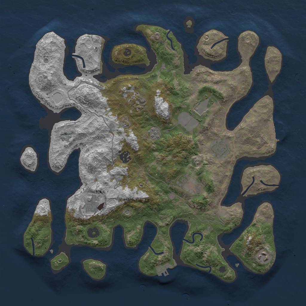 Rust Map: Procedural Map, Size: 4000, Seed: 421116, 16 Monuments