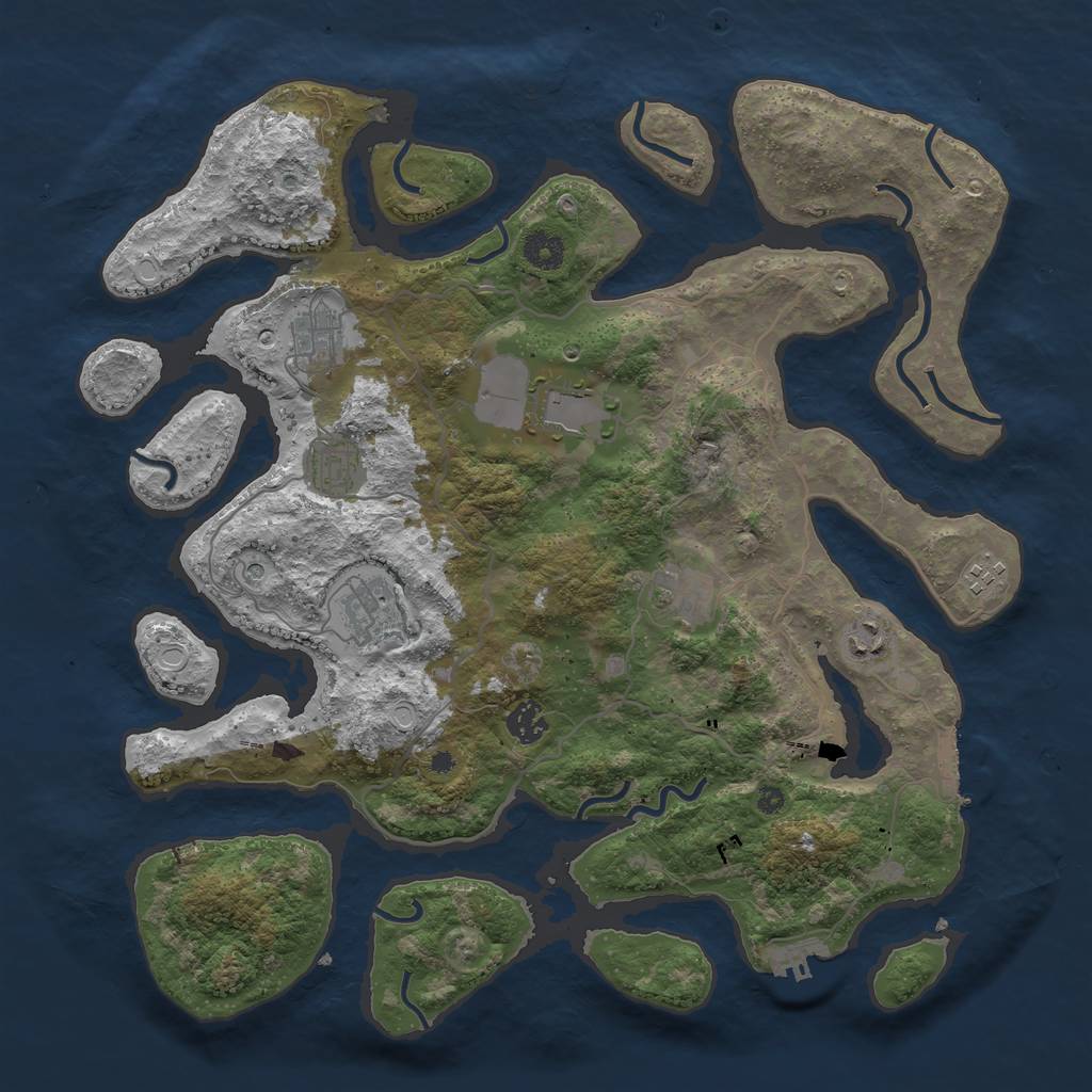 Rust Map: Procedural Map, Size: 4000, Seed: 803803, 16 Monuments