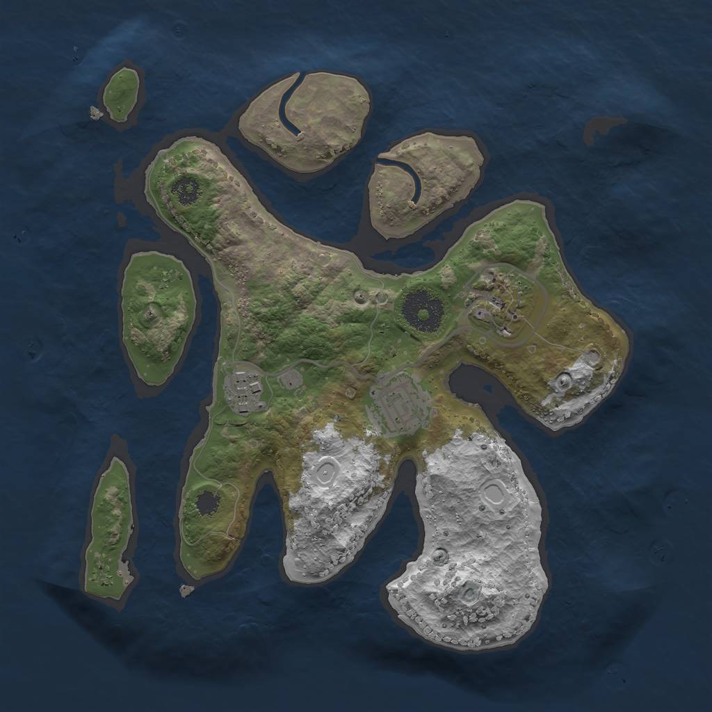 Rust Map: Procedural Map, Size: 2600, Seed: 1139474052, 8 Monuments