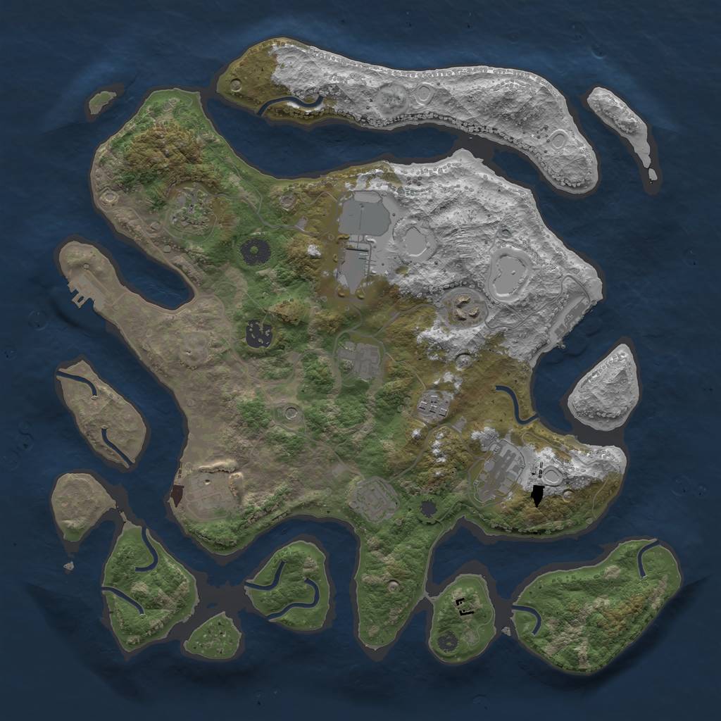 Rust Map: Procedural Map, Size: 3800, Seed: 937120103, 17 Monuments