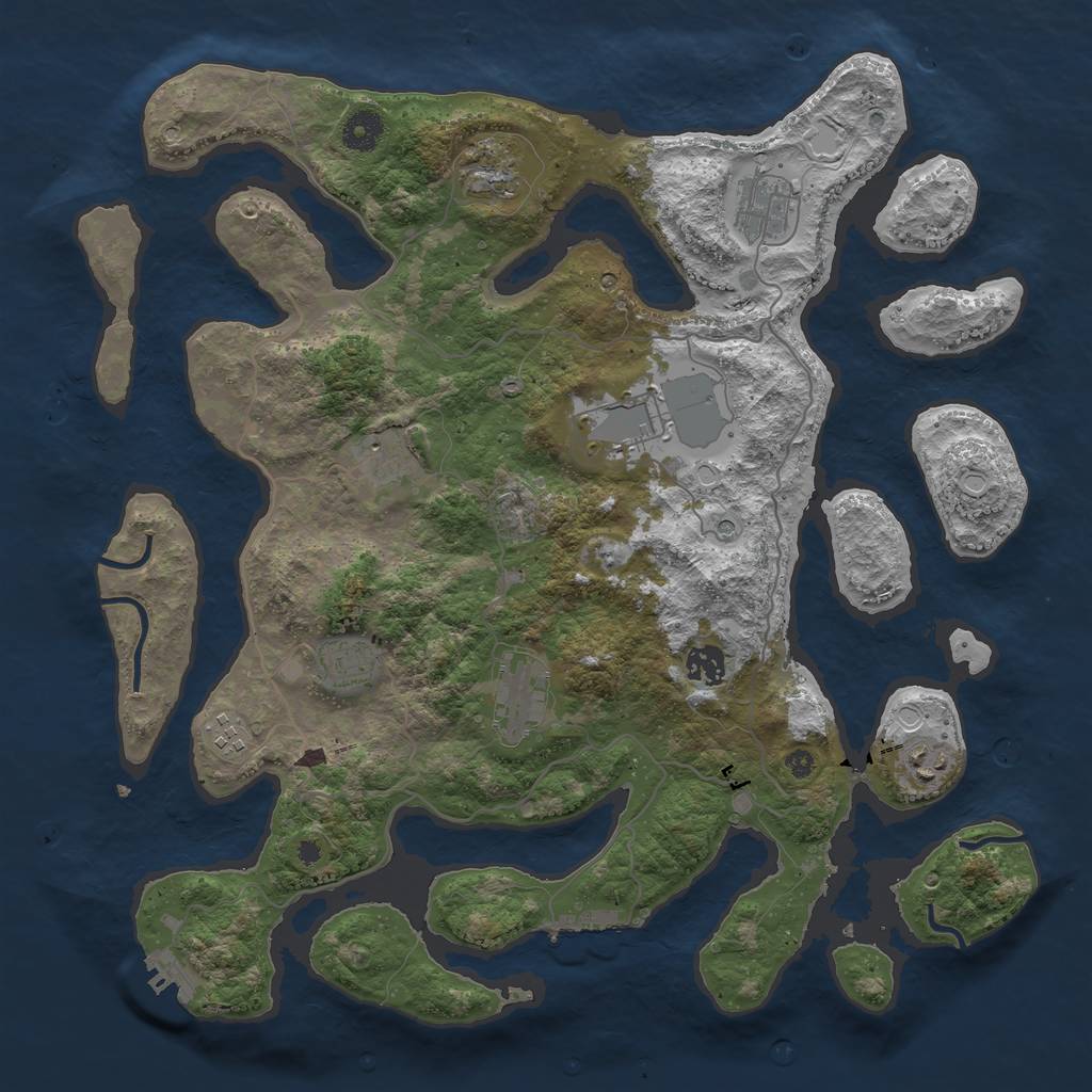 Rust Map: Procedural Map, Size: 4000, Seed: 393641, 17 Monuments