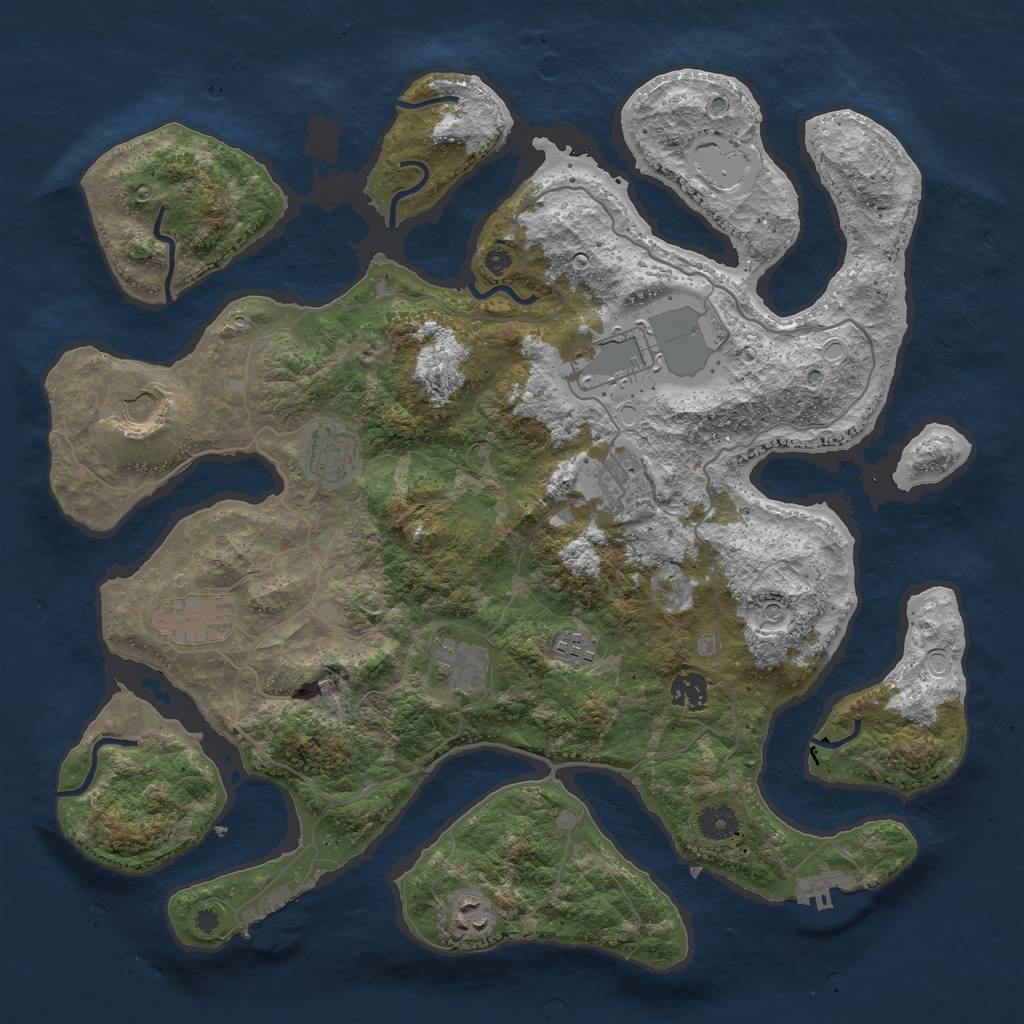 Rust Map: Procedural Map, Size: 4000, Seed: 683243, 17 Monuments