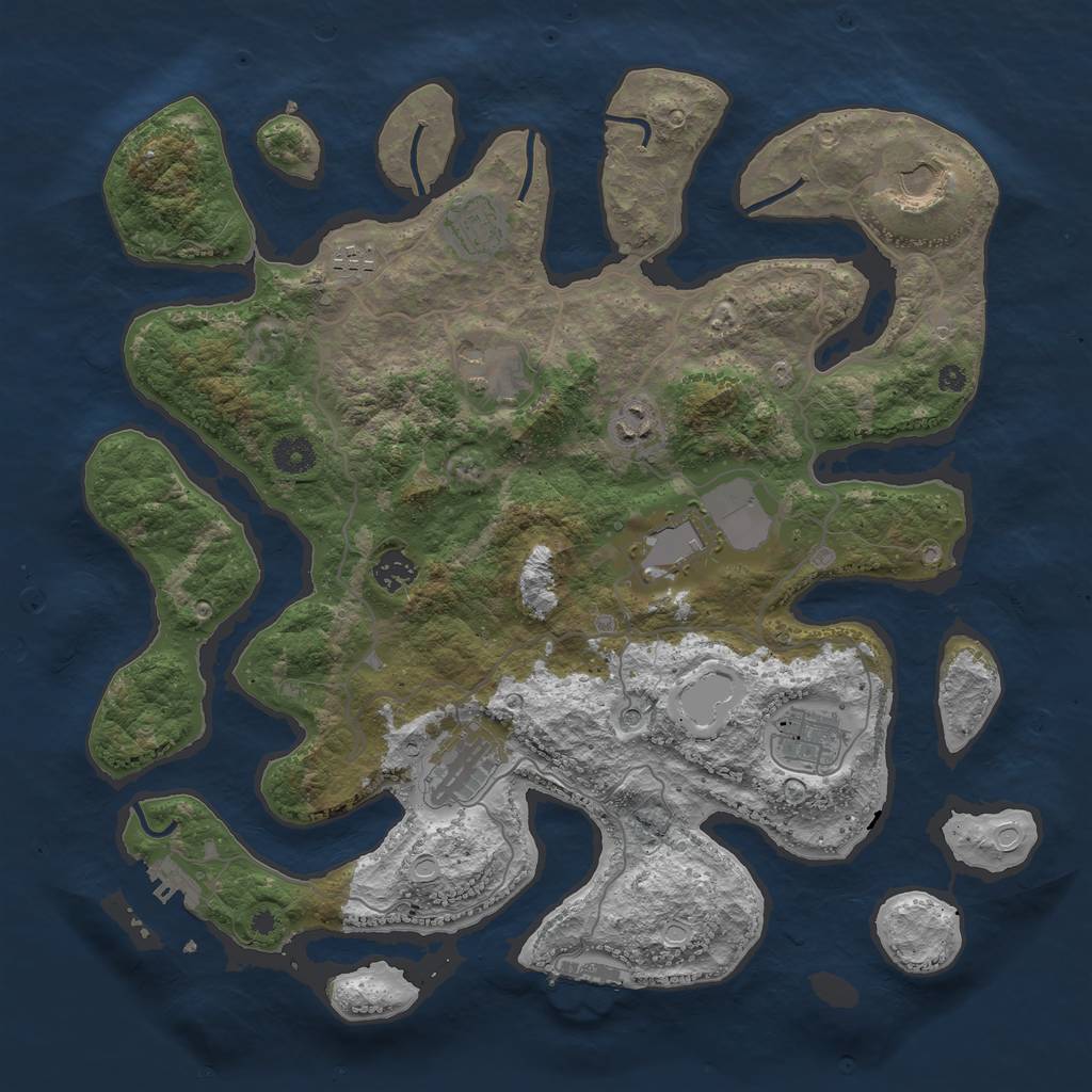 Rust Map: Procedural Map, Size: 4000, Seed: 604293, 17 Monuments