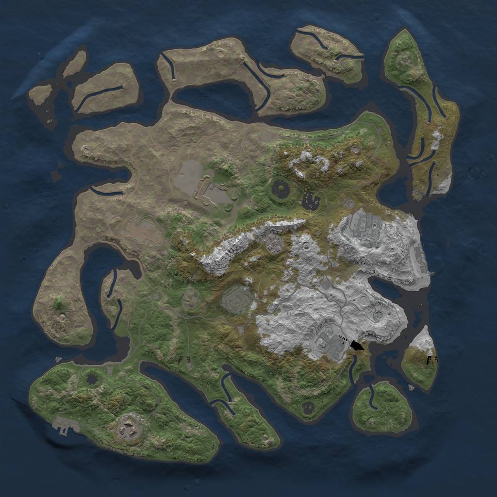 Rust Map: Procedural Map, Size: 4000, Seed: 779521, 16 Monuments