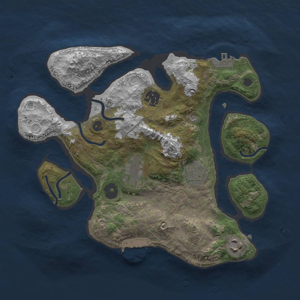 Rust Map: Procedural Map, Size: 3000, Seed: 808867, 12 Monuments