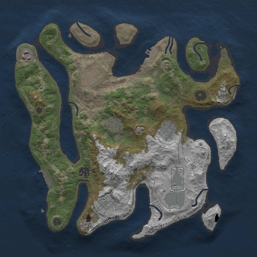 Rust Map: Procedural Map, Size: 3500, Seed: 9415383, 16 Monuments