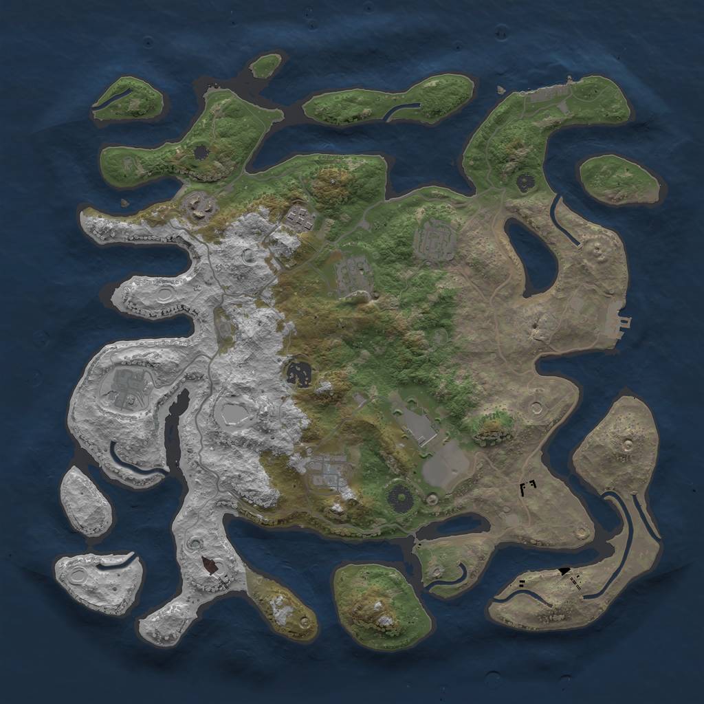 Rust Map: Procedural Map, Size: 4000, Seed: 898491, 16 Monuments