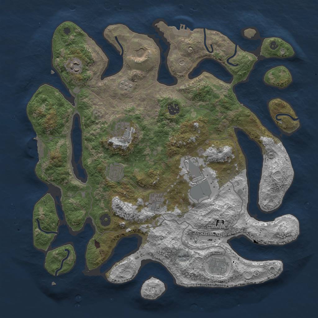 Rust Map: Procedural Map, Size: 4000, Seed: 604210406, 17 Monuments