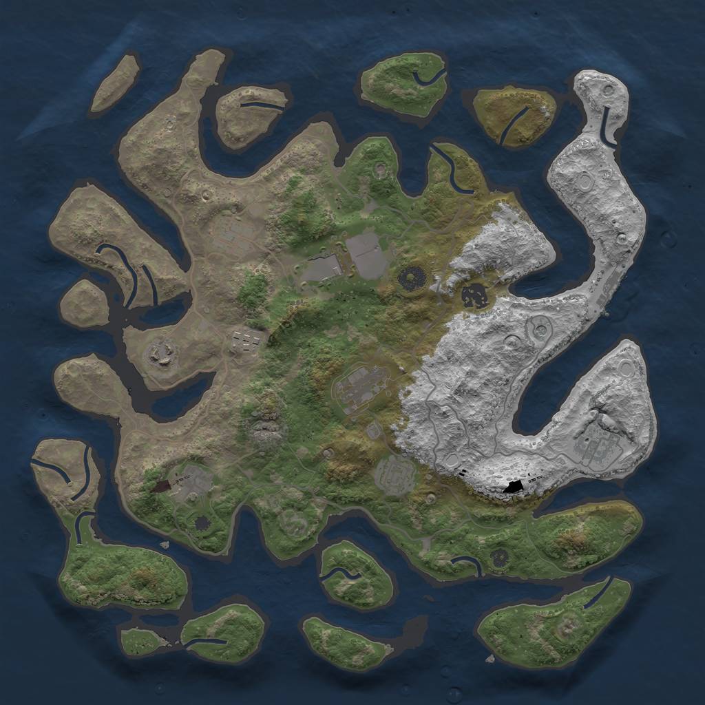 Rust Map: Procedural Map, Size: 4000, Seed: 210260, 16 Monuments