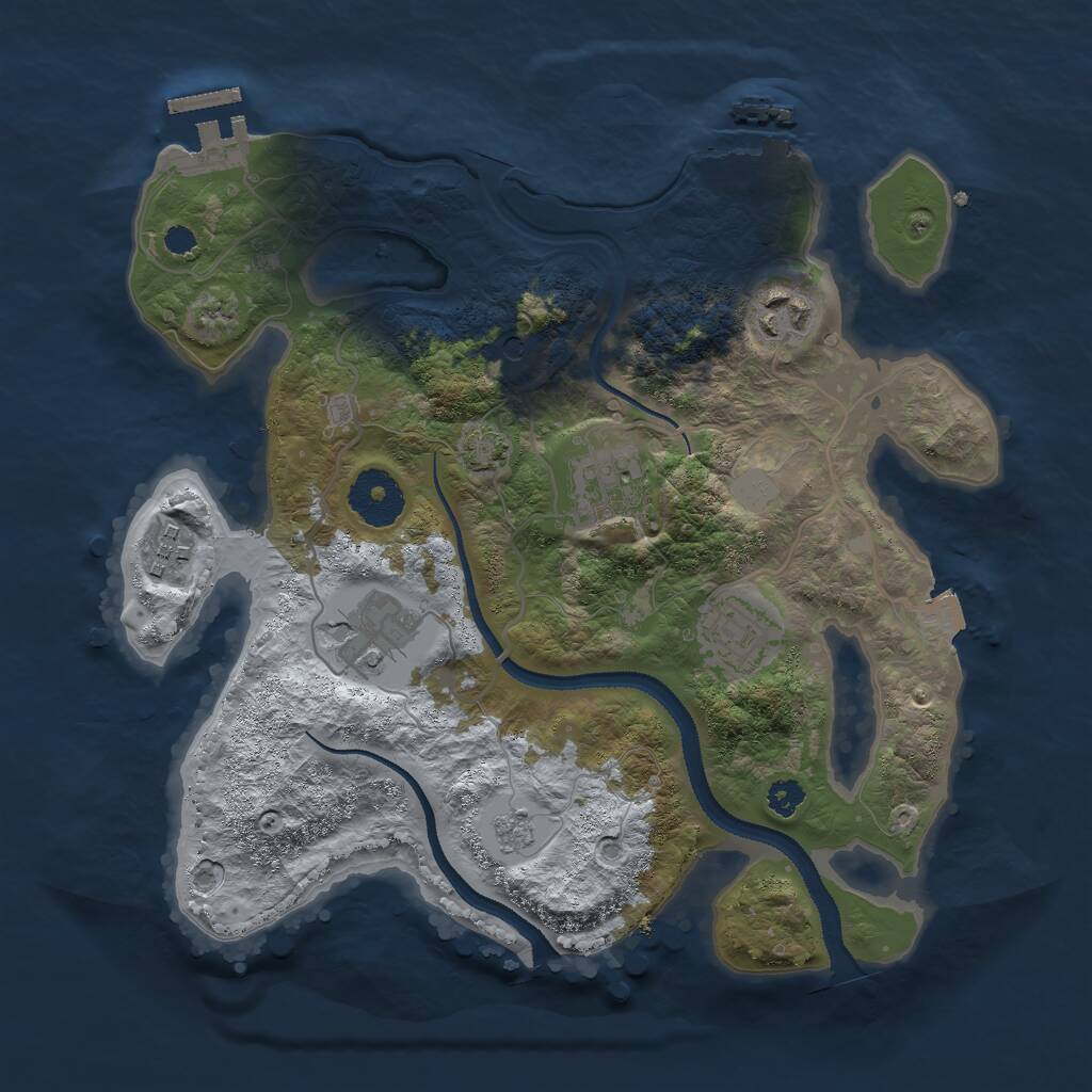 Rust Map: Procedural Map, Size: 3000, Seed: 721532, 11 Monuments