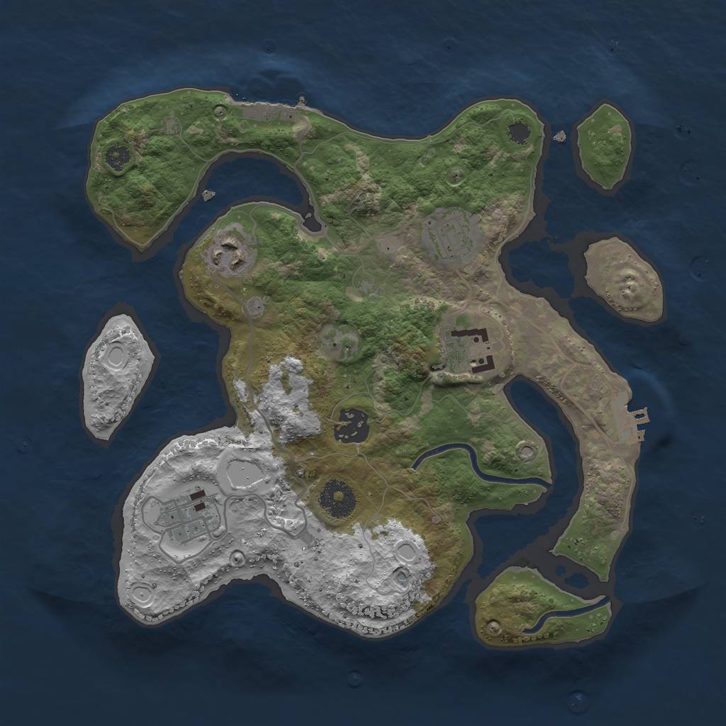 Rust Map: Procedural Map, Size: 3000, Seed: 721532, 12 Monuments